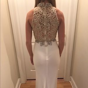 Girls White and Gold Prom Dress